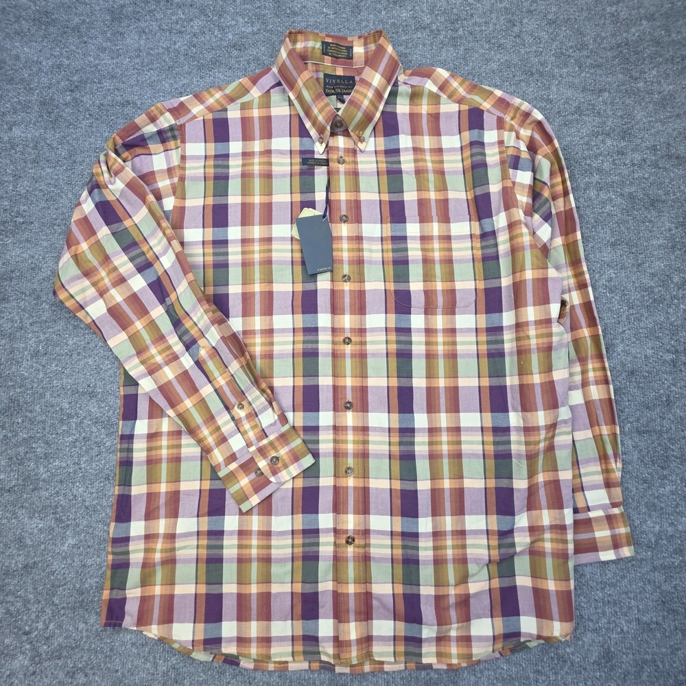 Vintage Viyella x Patrick James Shirt Mens XL Multi Plaid Wool Blend NWT